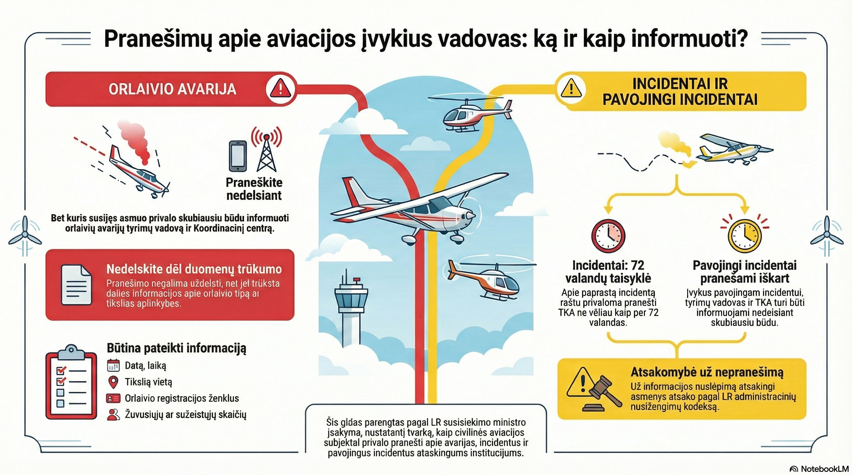 Pranešimas apie aviacijos įvykius: ką ir kaip informuoti?